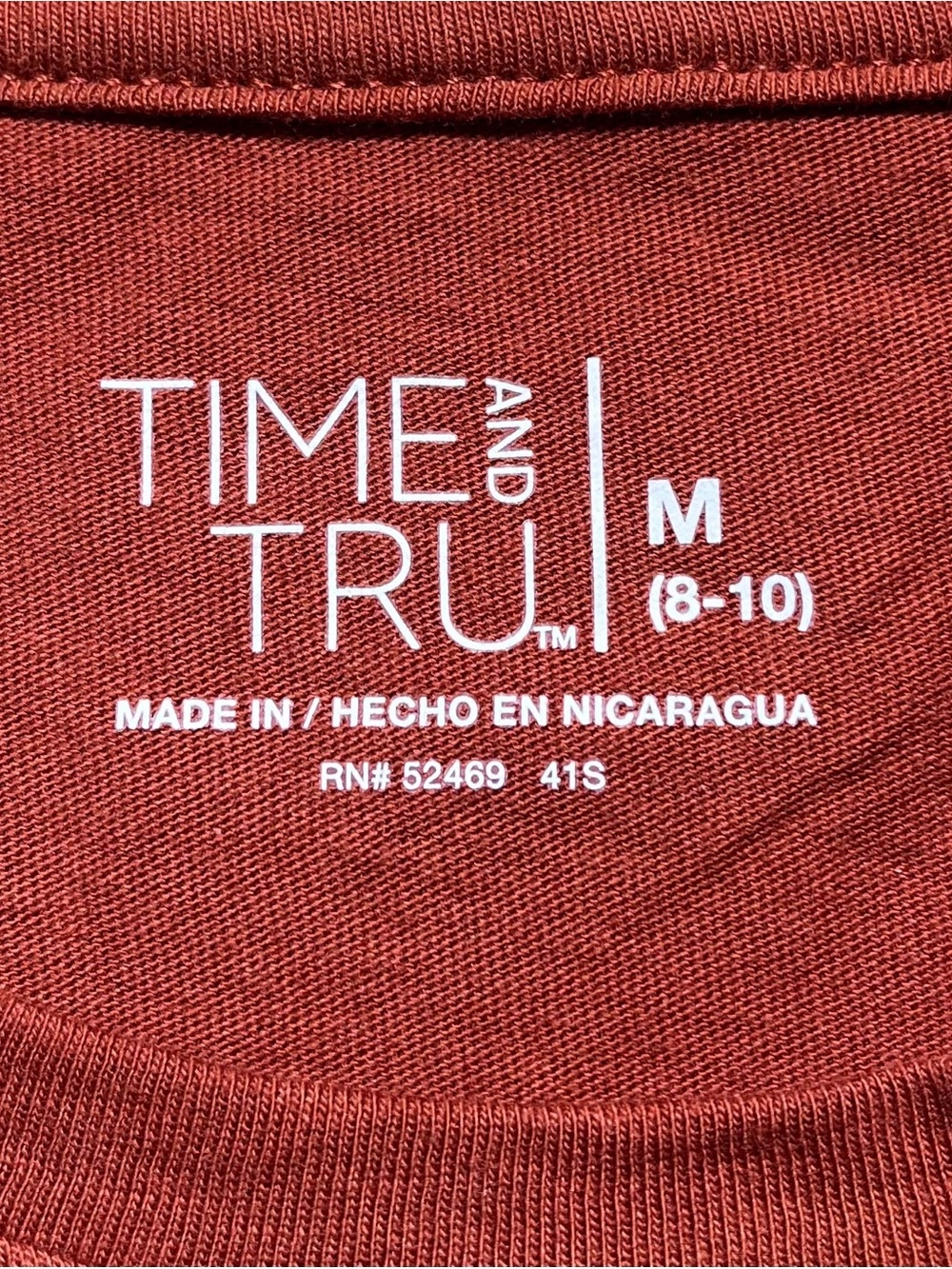 Time And Tru Womens Long Sleeve Core Tee Size Medium 8-10 Auburn Sun - Picture 3 of 9